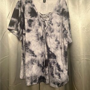 Tie-Dye Lace-Up Women's Top SHEIN
